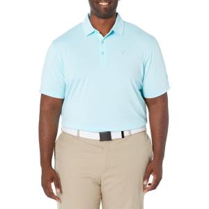 Callaway Mens Fine Line Stripe Short Sleeve Stretch Golf Polo, Moisture-Wicking, Sun Protection (Available in Big & Tall)(Santorini Blue)