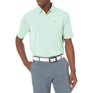 Callaway Mens Fine Line Stripe Short Sleeve Stretch Golf Polo, Moisture-Wicking, Sun Protection (Available in Big & Tall)(Summer Green)