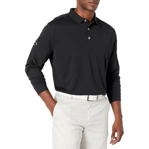 Callaway Men’s Long Sleeve Core Performance Polo, Opti-Dri Technology, Sun Protection, Golf Polo Shirts for Men(Black)
