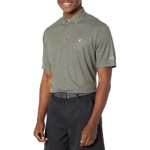 Callaway Men’s Pro Spin Chevron Jacquard Short Sleeve Golf Polo Shirt, Moisture-Wicking, Durable Textured Fabric(Black Lichen)