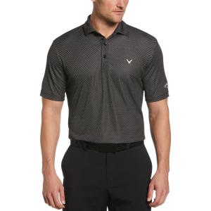 Callaway Men’s Pro Spin Chevron Jacquard Short Sleeve Golf Polo Shirt, Moisture-Wicking, Durable Textured Fabric(Caviar Black)