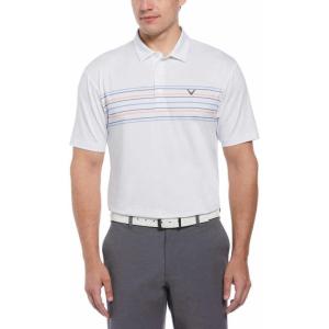Callaway Men’s Short Sleeve Core Performance Golf Polo Shirt with Sun Protection(Blue/Gray/Coral Chest Stripe White)