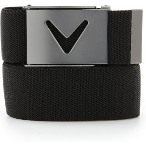 Callaway Men’s V-Logo Web Golf Belt with Durable Textured Stretch Material and Metal Tip Adjustable Buckle(Caviar Black)