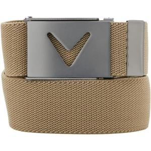 Callaway Men’s V-Logo Web Golf Belt with Durable Textured Stretch Material and Metal Tip Adjustable Buckle(Chinchilla)