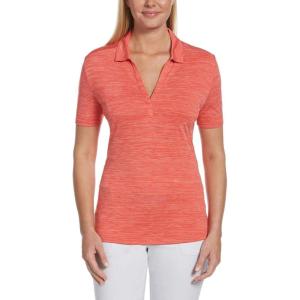 Callaway Womens Broken Stripe Ladies Golf Polo Shirt Moisture Wicking Fabric(Cayenne)