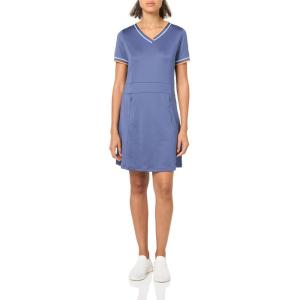 Callaway Women’s V-Neck Colorblock Short Sleeve Golf Dress with Truesculpt, Stretch Fabric, Moisture-Wicking, Sun Protection(Blue Indigo)