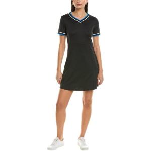 Callaway Women’s V-Neck Colorblock Short Sleeve Golf Dress with Truesculpt, Stretch Fabric, Moisture-Wicking, Sun Protection(Caviar)