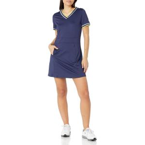 Callaway Women’s V-Neck Colorblock Short Sleeve Golf Dress with Truesculpt, Stretch Fabric, Moisture-Wicking, Sun Protection(Peacoat)
