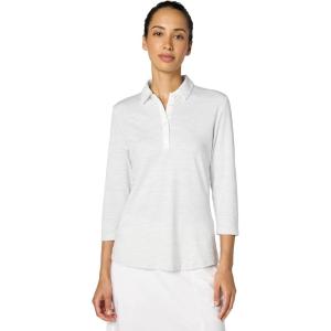 Callaway womens Swingtech™ 3/4 Sleeve Space Dye Golf Polo Shirt(Brilliant White)